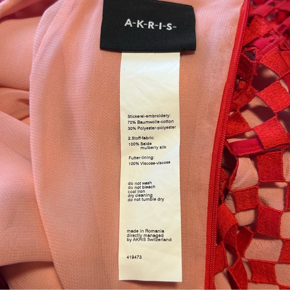 AKRIS Cocktail Dress Heart Motifs Mulberry Silk w Embroidered Overlay UK 12 US 8 - Picture 11 of 14